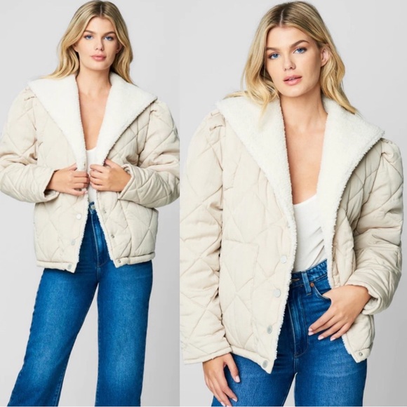 NWT with defects Blank NYC Warm Hearts Quilted Sherpa Jacket read - Picture 1 of 8